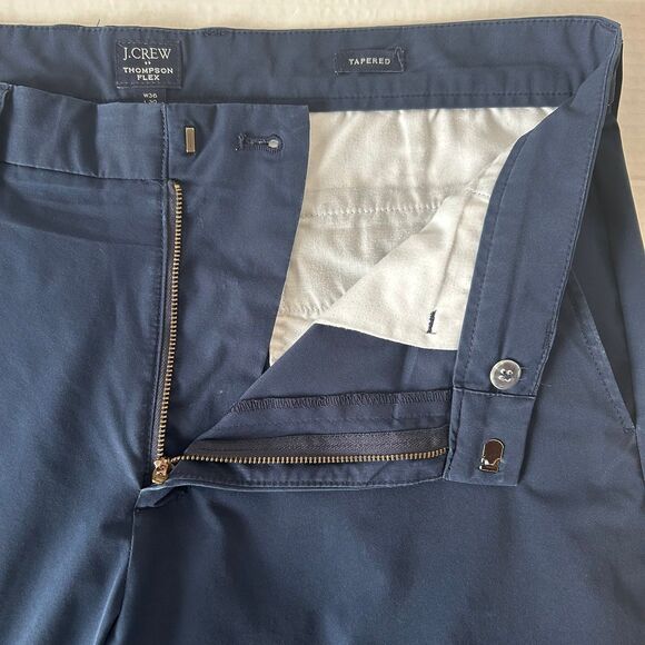 J Crew Thompson Flex Stretch Pants Mens 36x30 Blue Performance Chino Flat Front - Picture 1 of 8